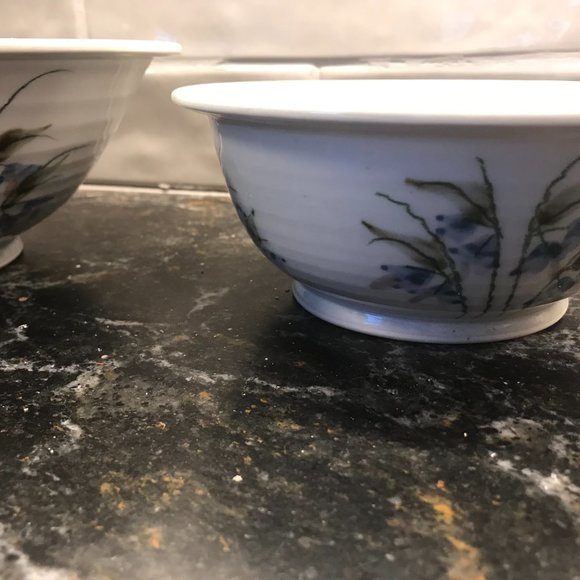 Hand made & painted PORCELAIN Pottery BOWL SET - Picture 7 of 14